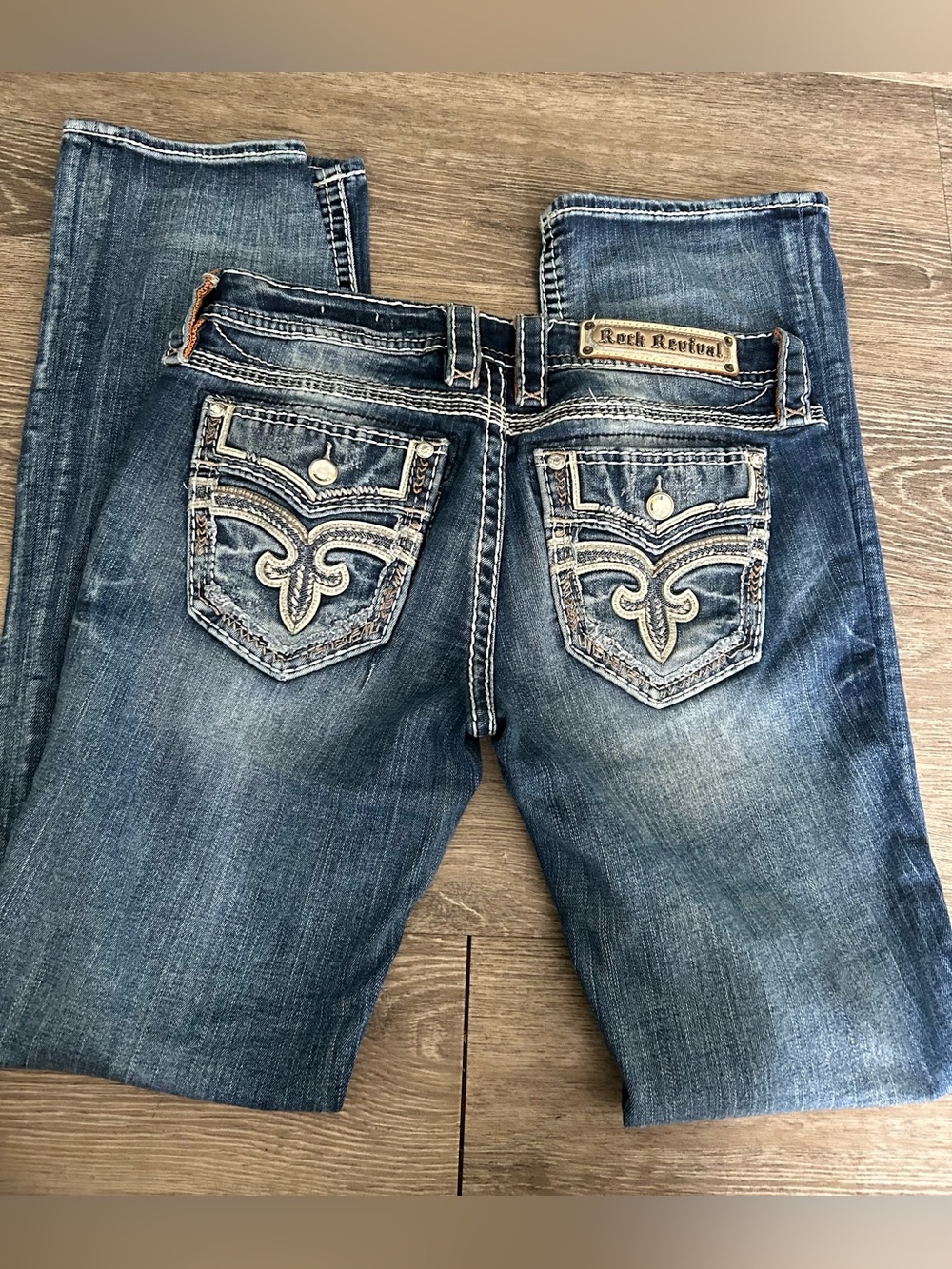 FLAWED! Rock Revival Women’s Faded Blue Straight Leg Jeans
